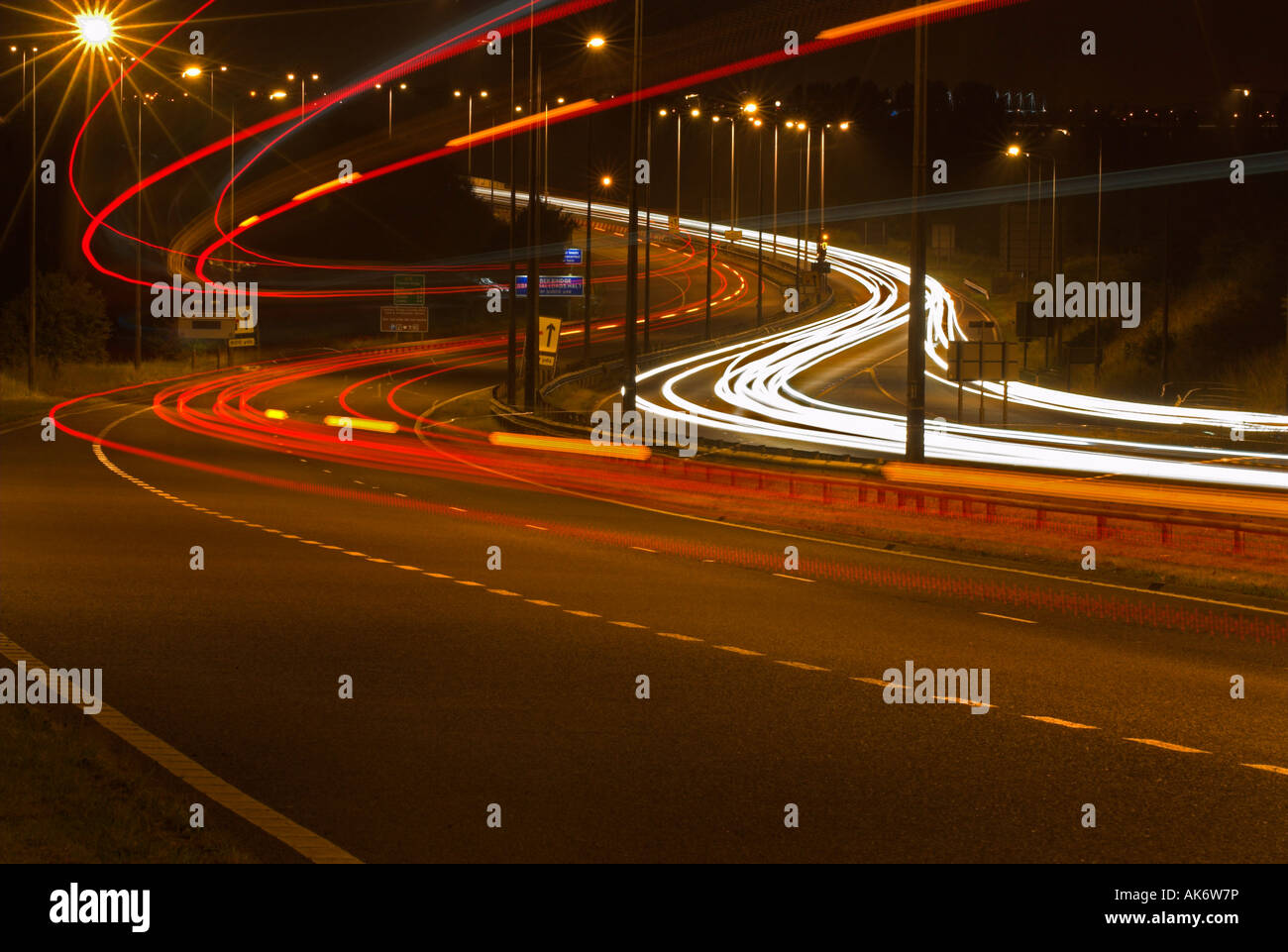 Traffic trails through Lincoln city Stock Photo Alamy