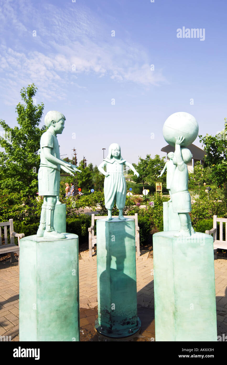 Statues of Children of the World in the Lena Meijer Children s Garden Grand Rapids Michigan MI Stock Photo