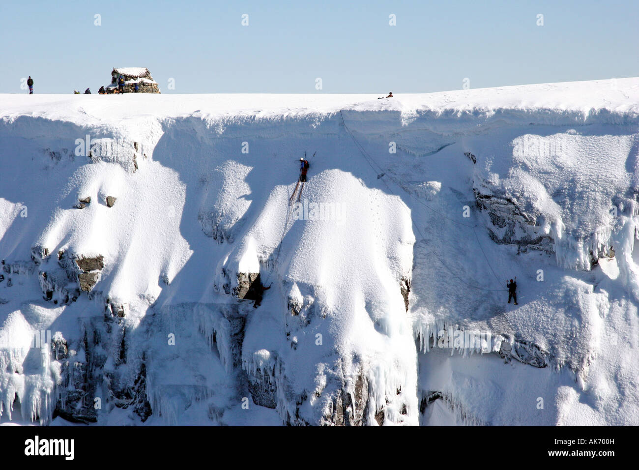 Ice Climbers on the North Face of Ben Nevis Stock Photo