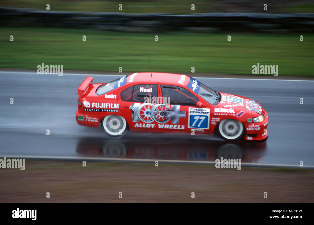 British Touring Car from late 90's (Matt Neal) in a Nissan Primera at a championship meeting at Knockhill in Fife Scotland Stock Photo