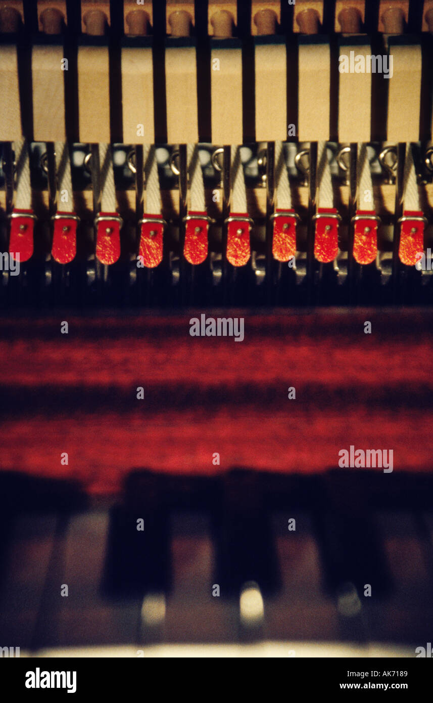 Piano hammers and keys Stock Photo Alamy