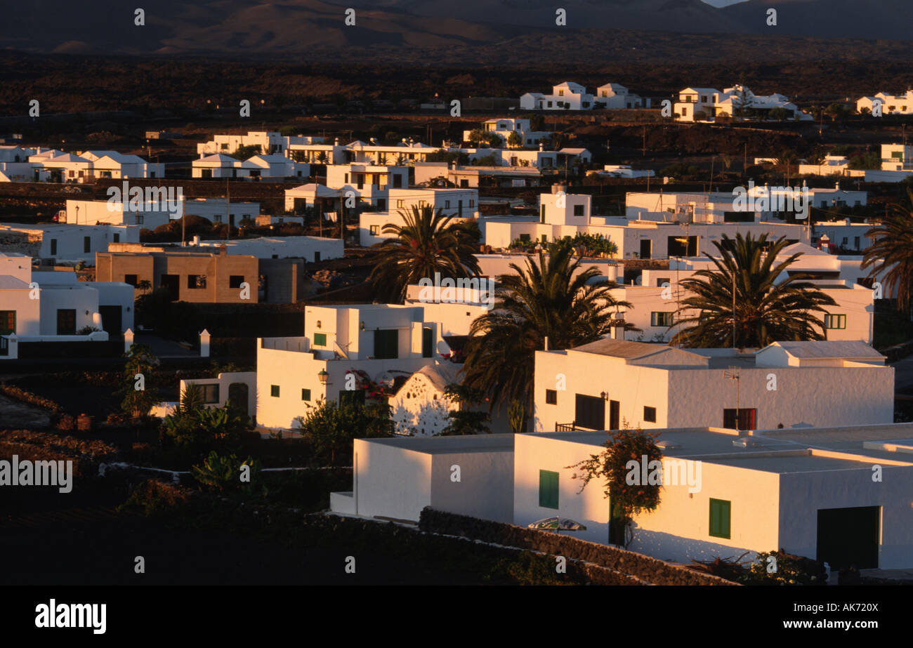 Withe houses in Yaiza Lanzarote Canary Islands Spain Stock Photo