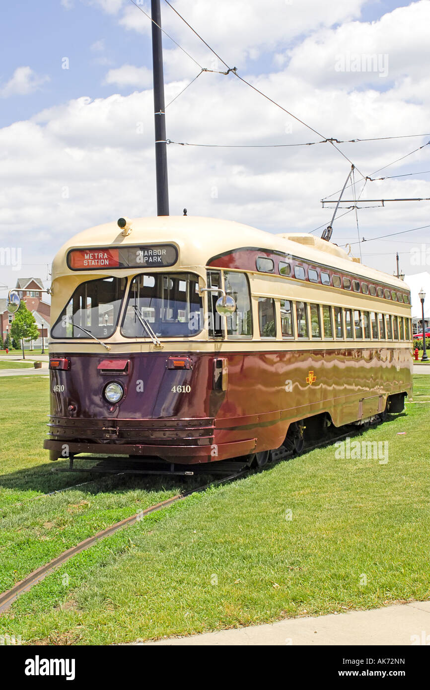 Environmentally friendly Electric powered trolley cars in downtown