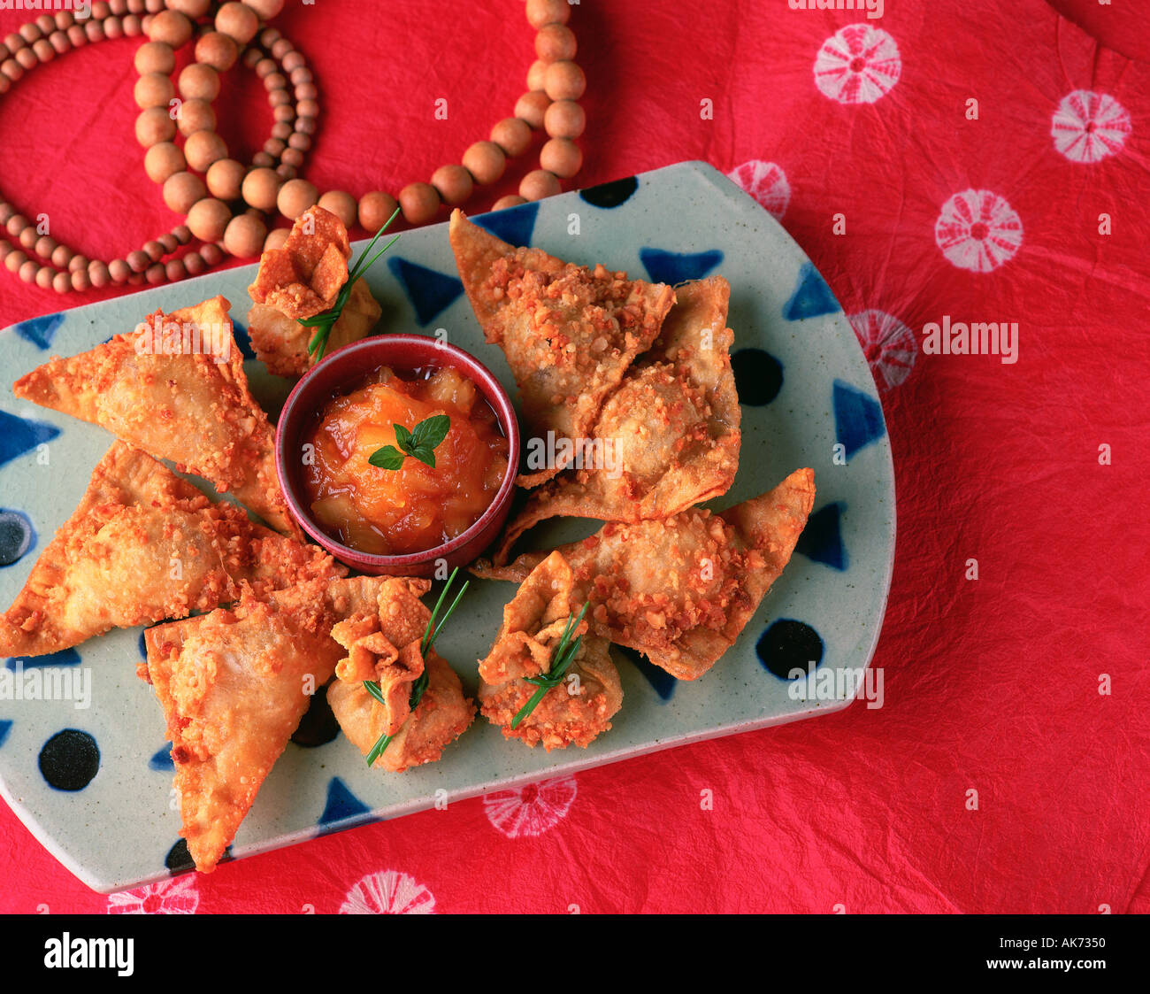 Deep Fried Wonton Brie with Fresh Pineapple Marmalade Stock Photo Alamy