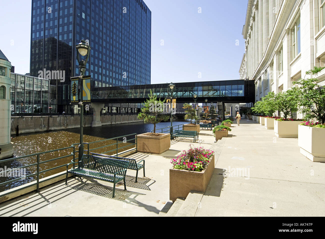 Downtown Milwaukee split in half by the Milwaukee River Wisconsin WI