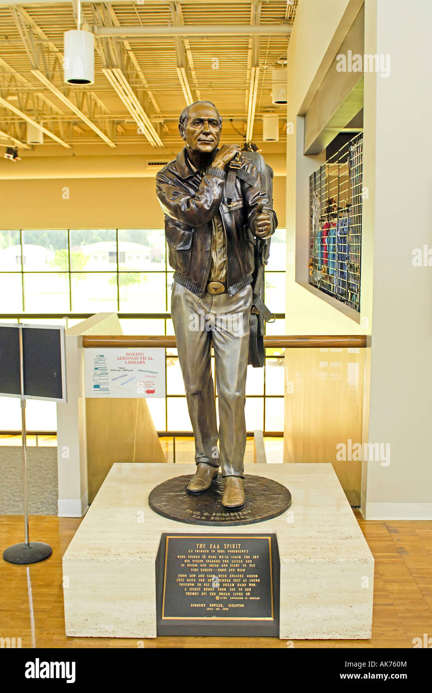 Paul Poberezny statue at the EAA museum Oshkosh Wisconsin WI Stock