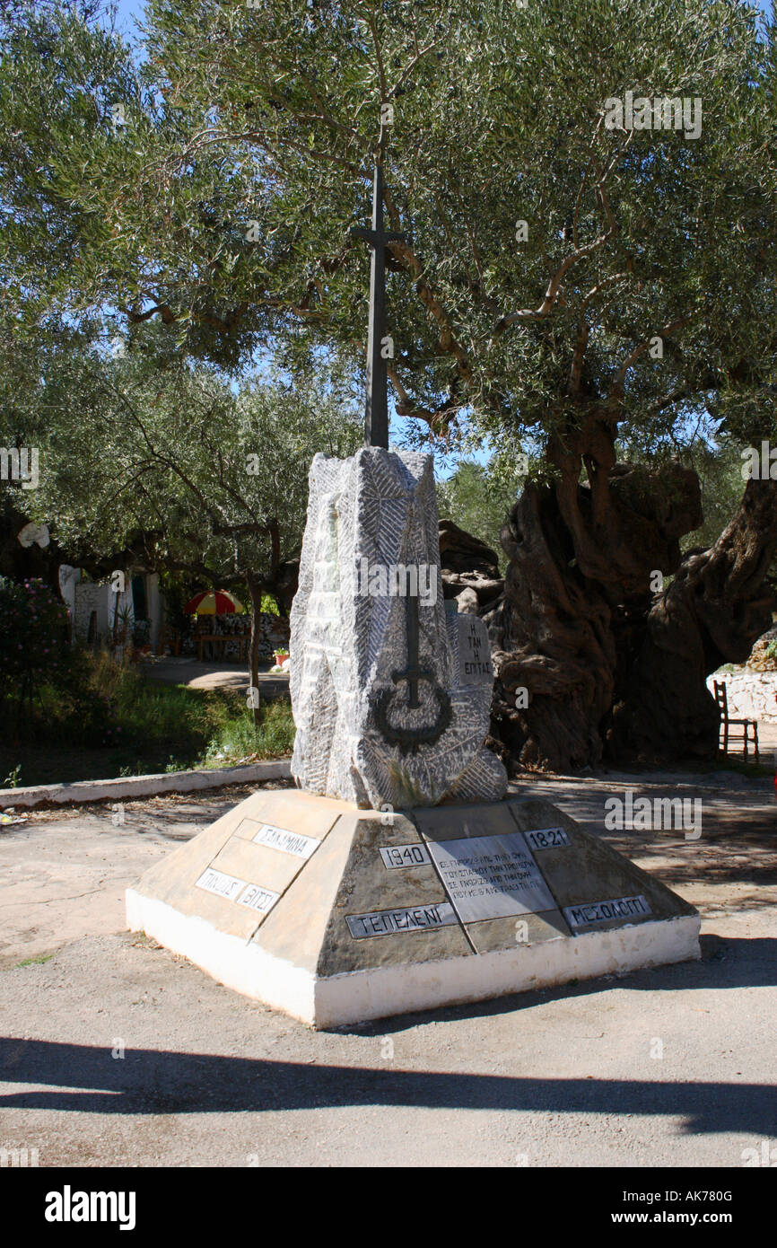 War memorial in Exo Hora Village, Zakynthos, Greece. Stock Photo