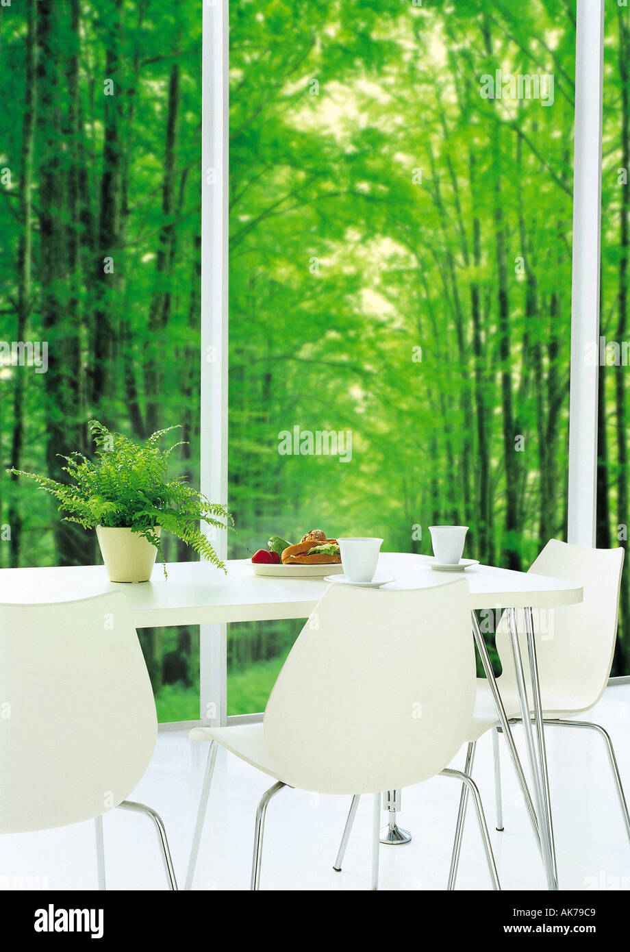 Dining table by the window Stock Photo Alamy