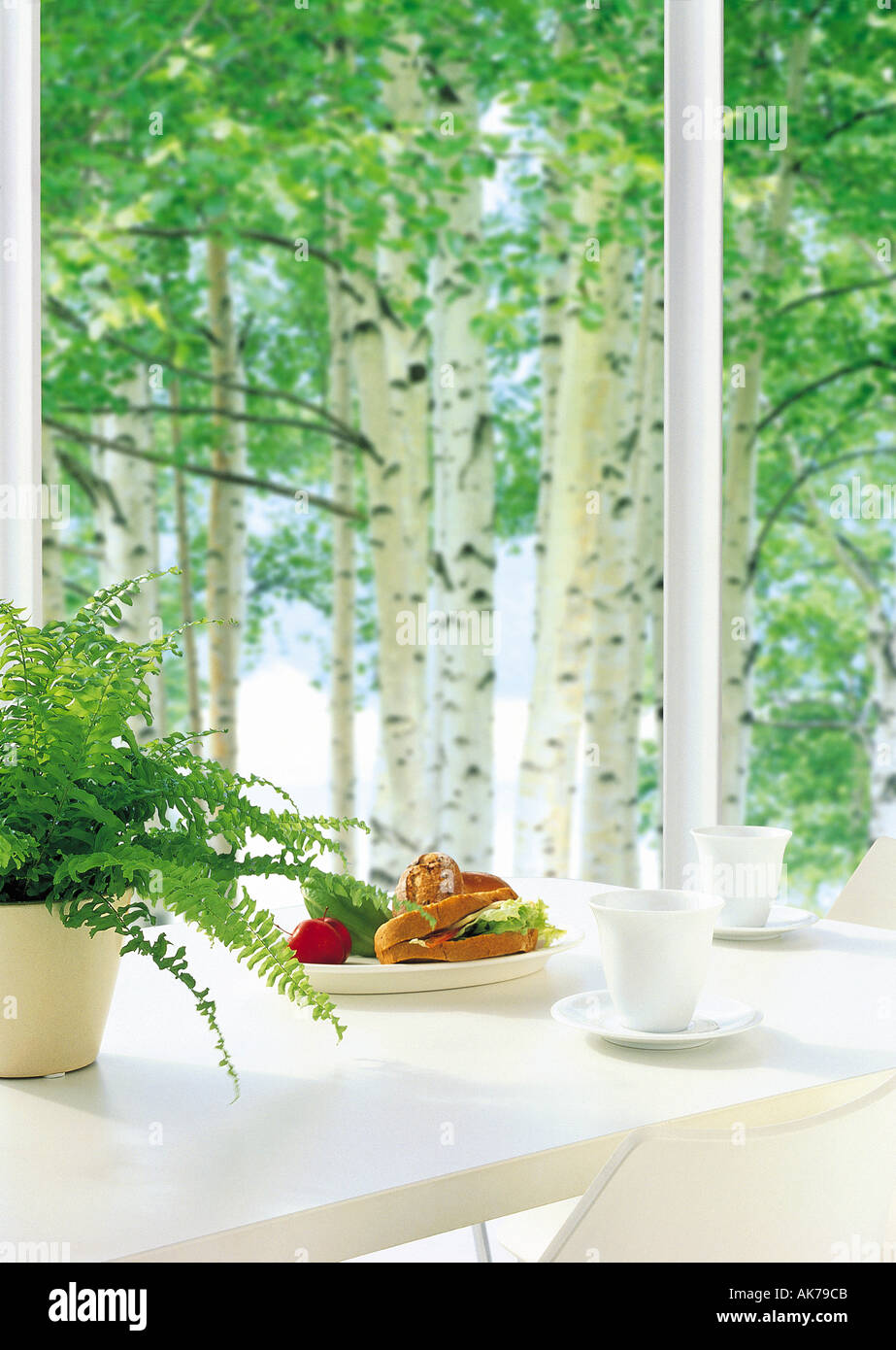 Dining table by the window Stock Photo Alamy