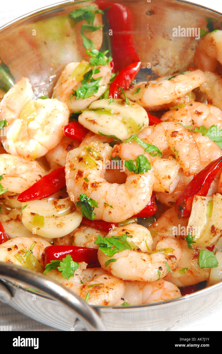 Spicy chilli garlic prawns in bowl Stock Photo Alamy