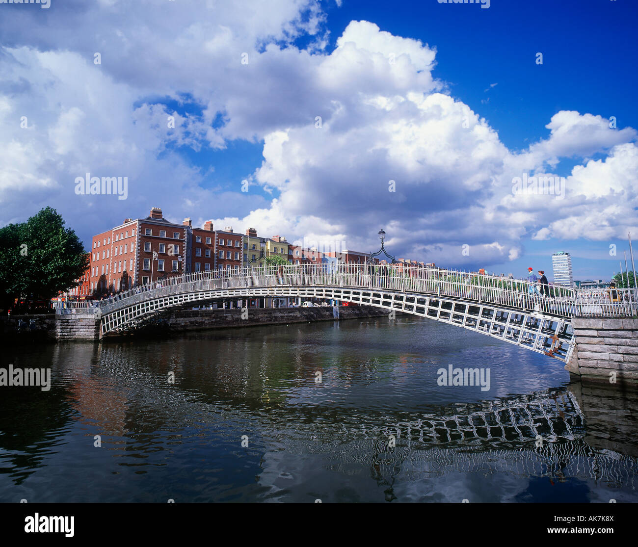 Ha'penny Bridge over the River Liffey in Dublin, Ireland Stock Photo ...