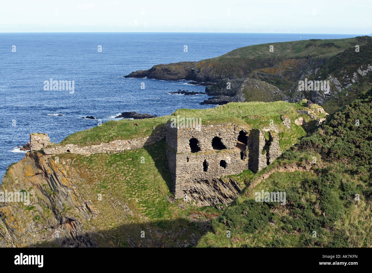 The impressive ruin of Findlater Castle on the coast between Cullen and Sandend in Aberdeenshire, Scotland, UK Stock Photo