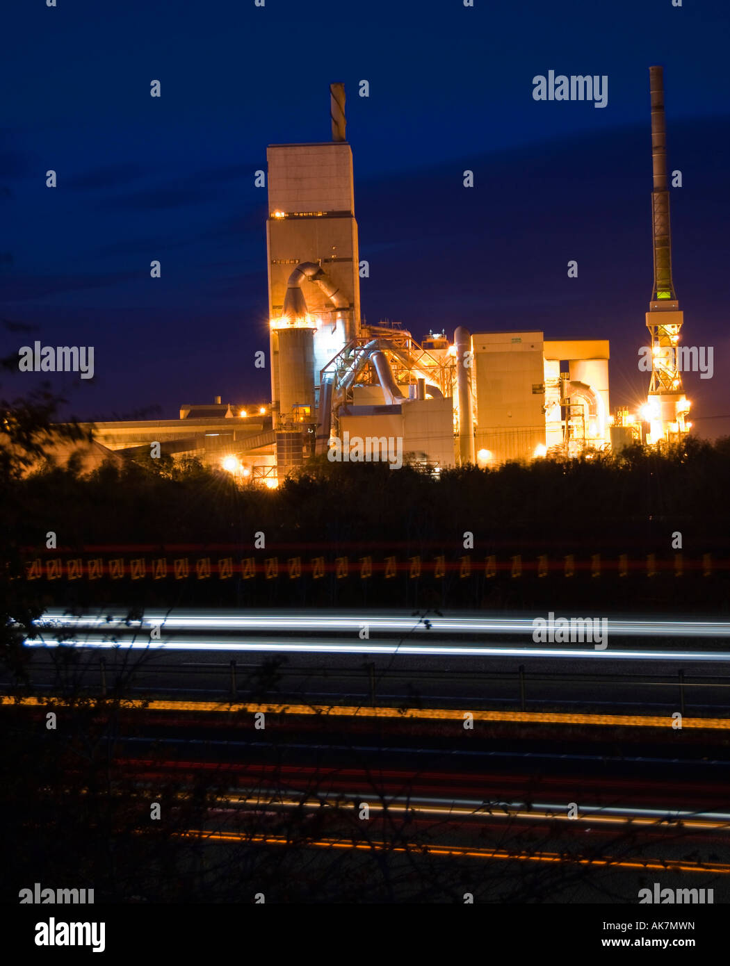 Dunbar Cement Factory at Night Stock Photo