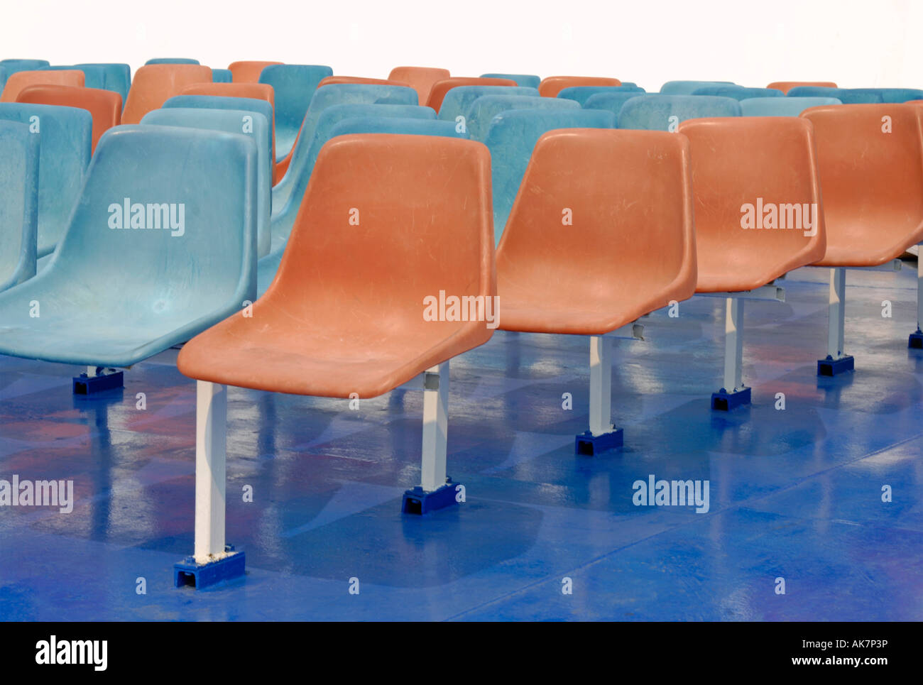 rows of plastic chairs Stock Photo Alamy