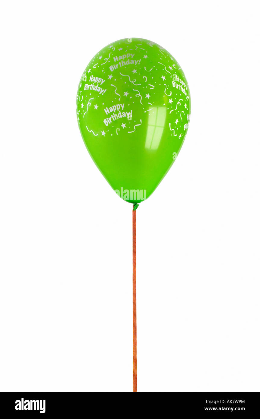 PARTY BALLOON GREEN ON WHITE BACKGROUND Stock Photo