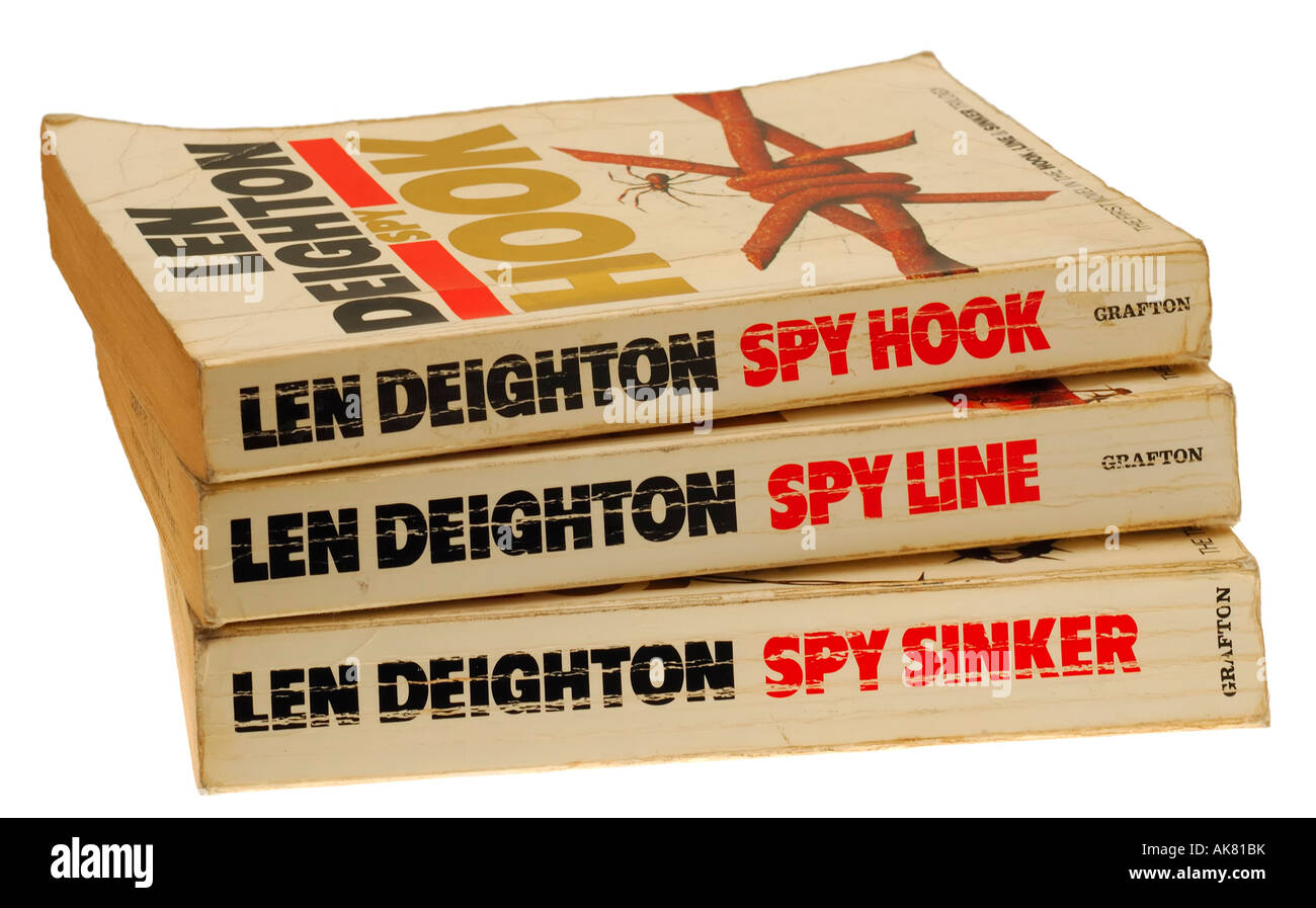 The Spy Hook Spy Line and Spy Sinker Trilogy by Author Len Deighton Stock Photo