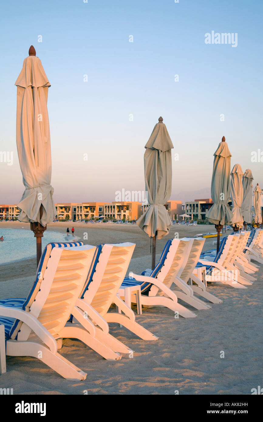 Hilton Hotel Beach Club - Ras AL Khaimah, United Arab Emirates. Stock Photo