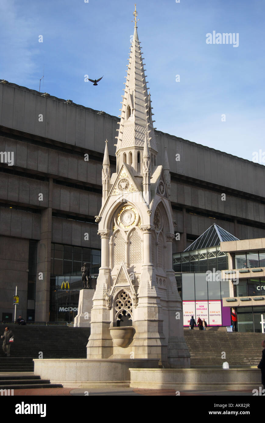 Chamberlain Monument and Fountain, Chamberlain Square, Birmingham, West Midlands, England, United Kingdom Stock Photo