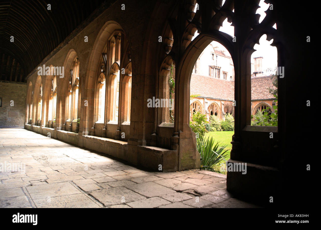 The cloisters behind the Chapel of New College Oxford Stock Photo