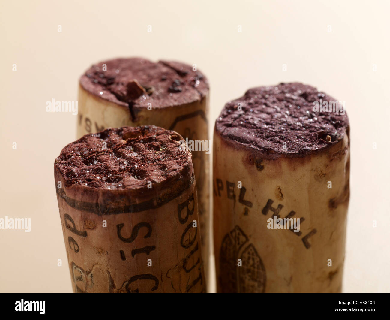 Tartrate Crystals And Tannin Stains On Red Wine Corks Stock Photo Alamy