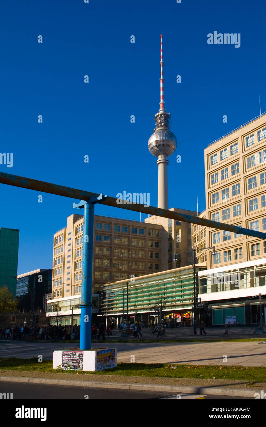 Alexanderplatz with above ground pipes east Berlin Germany EU Stock