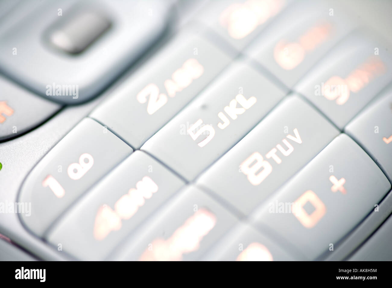 Close up photography of numbers and symbols on keys on the keypad of a white mobile phone Stock Photo
