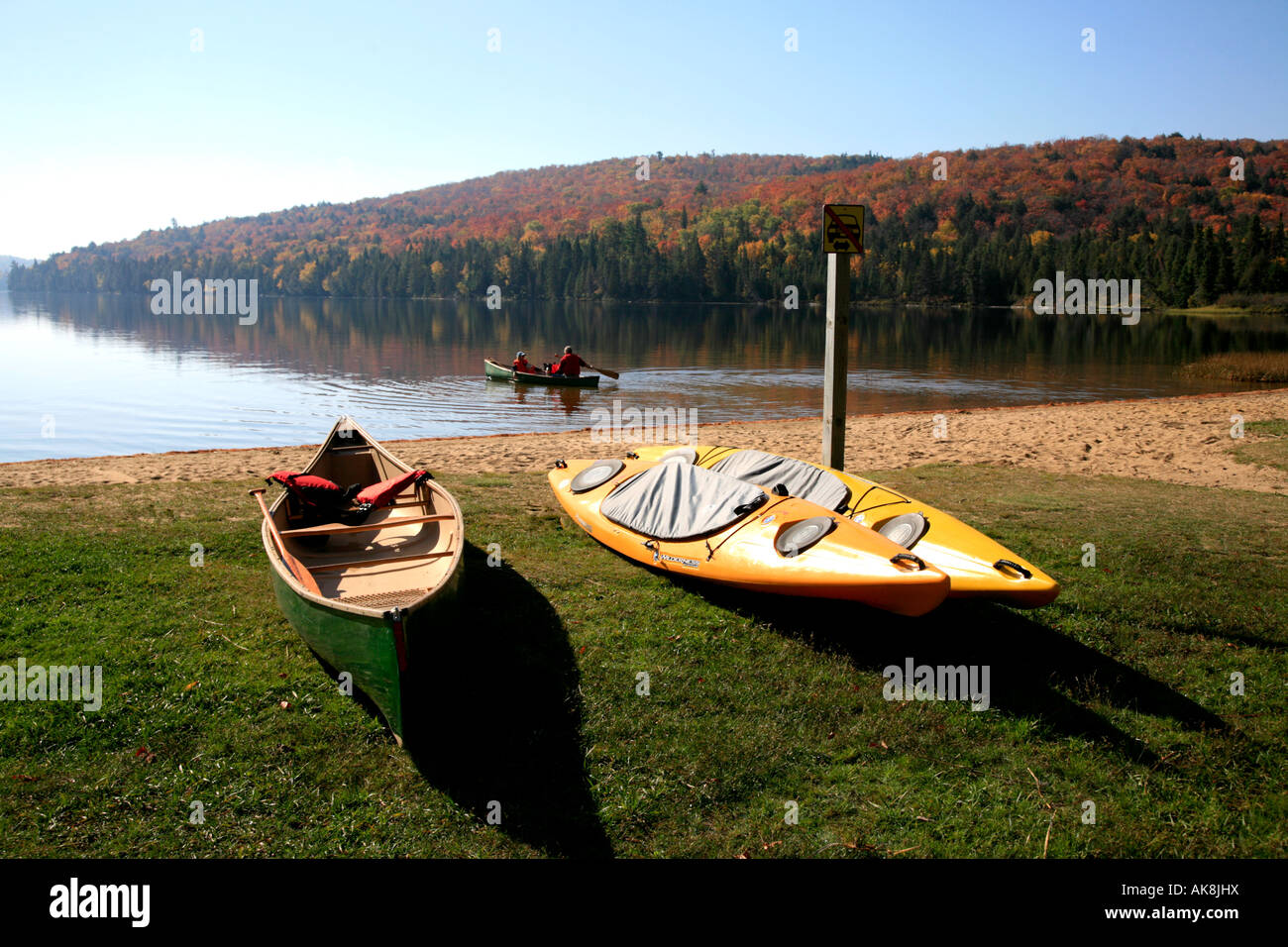 Canoe & kayak by the lake in Northern Ontario Algonquin Park Fall colors Paradise Outdoor