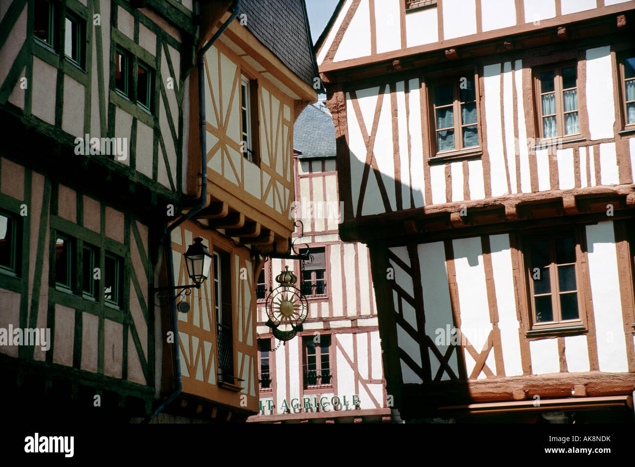 Old timbered buildings in Vannes, France Stock Photo