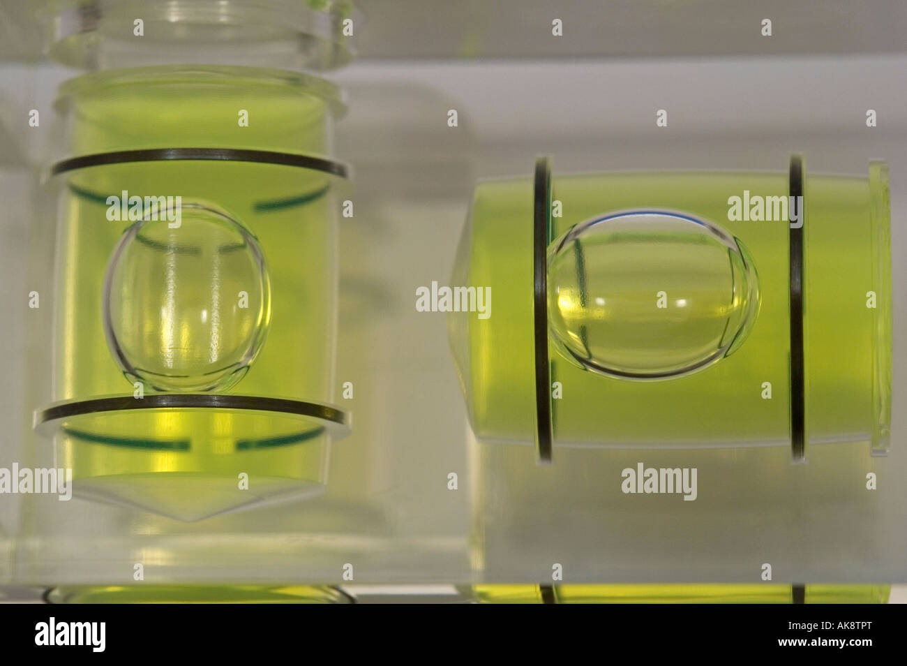 double bubbles spirit level Stock Photo Alamy