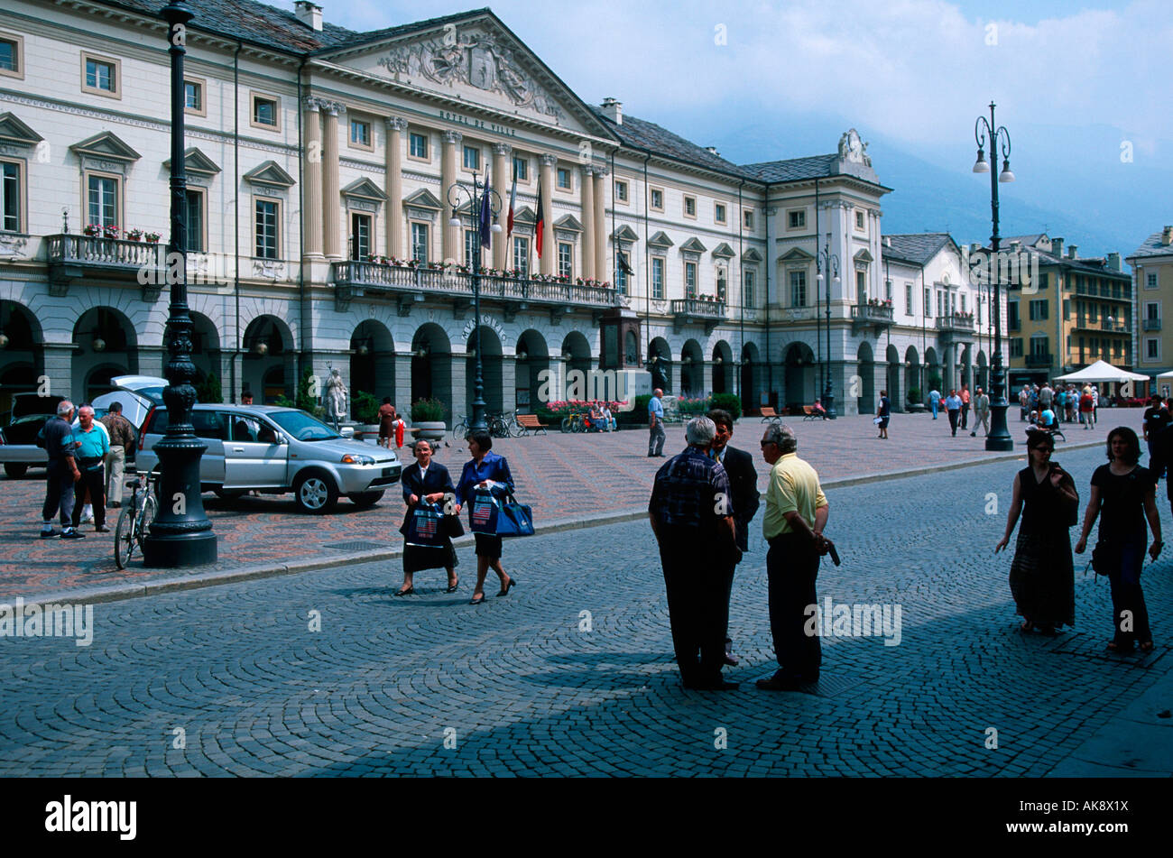 Piazza Chanoux / Aosta Stock Photo