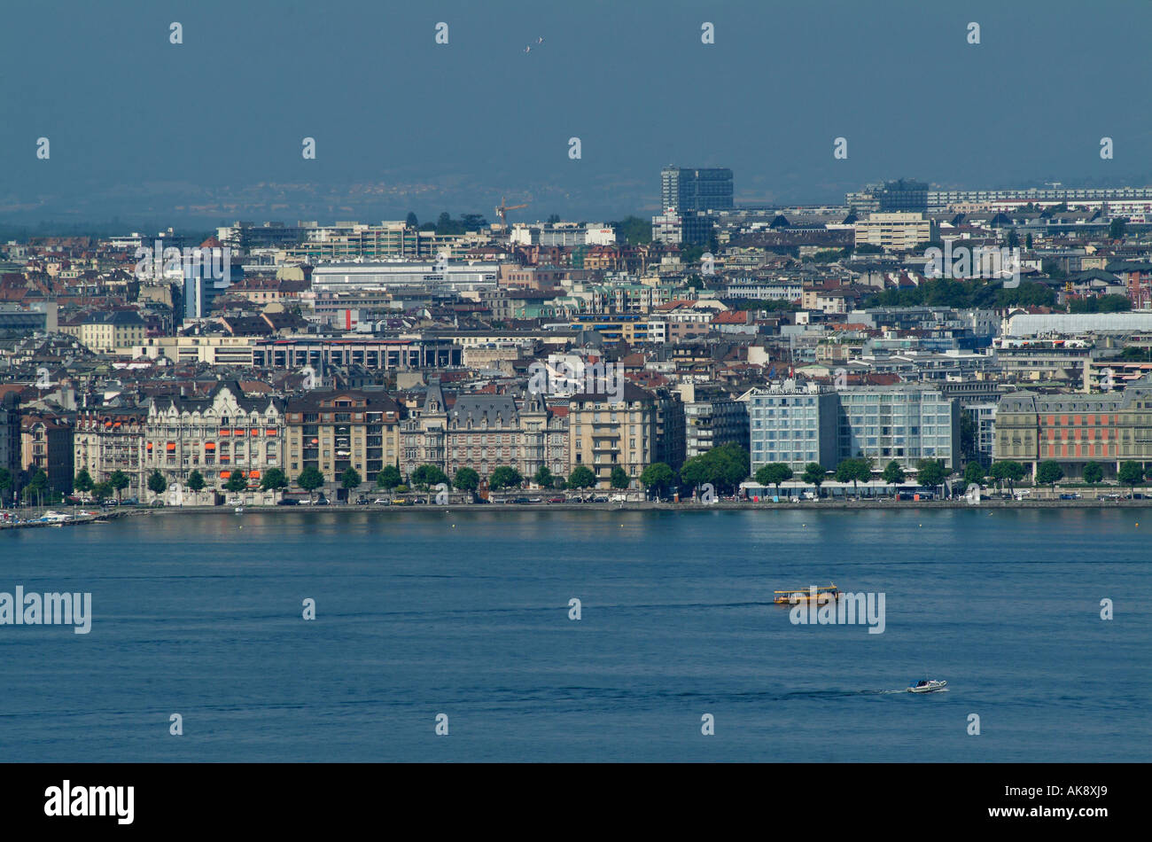 Geneva. Skyline. Lake Geneva. Rive droite. Quai Wilson Stock Photo - Alamy