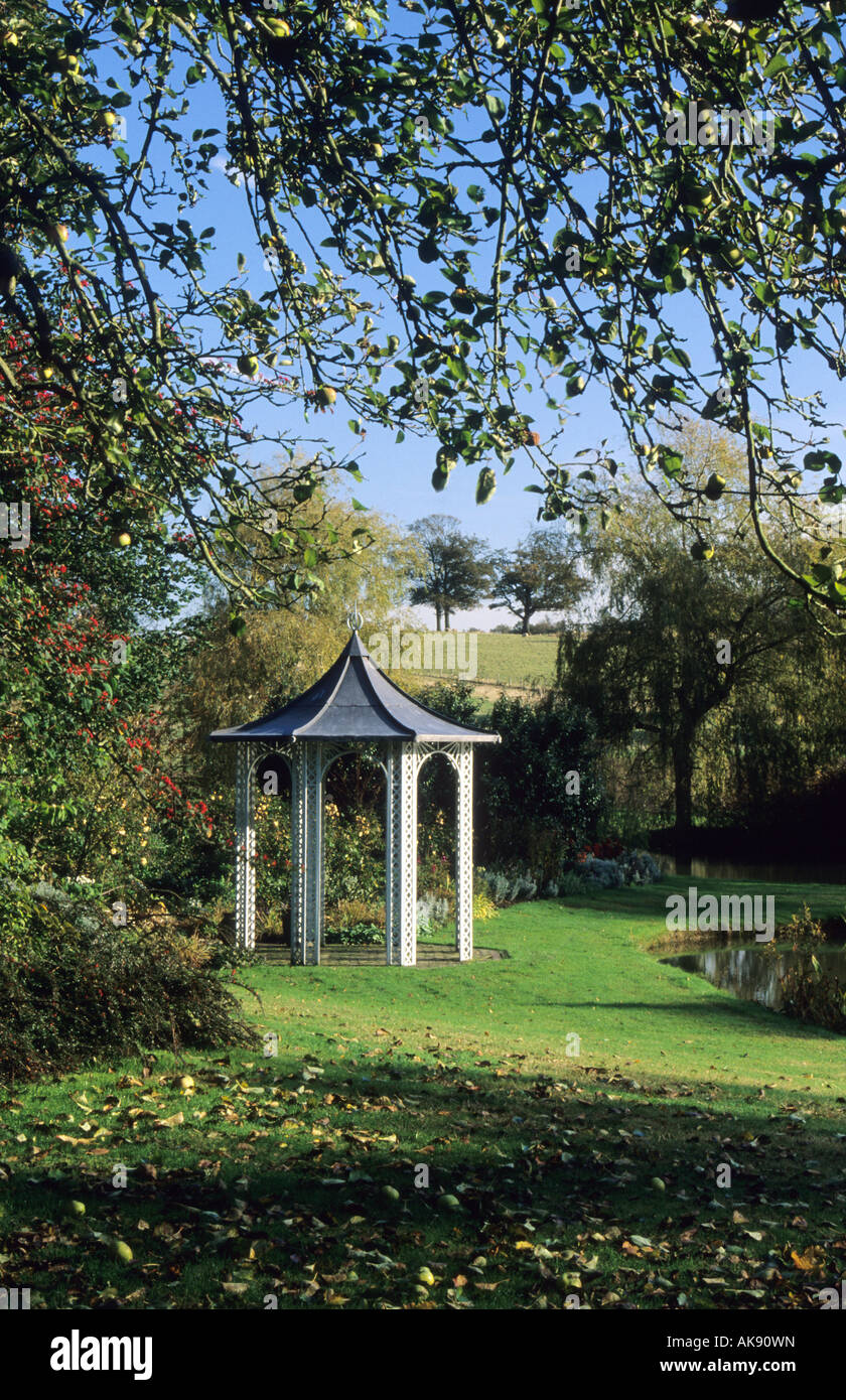 Old Place Farm Kent Gazebo on lawn beside pond Stock Photo Alamy