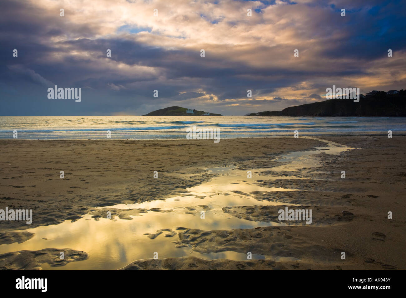 Dramatic stormy conditions on Bantham Beach Devon GB Stock Photo