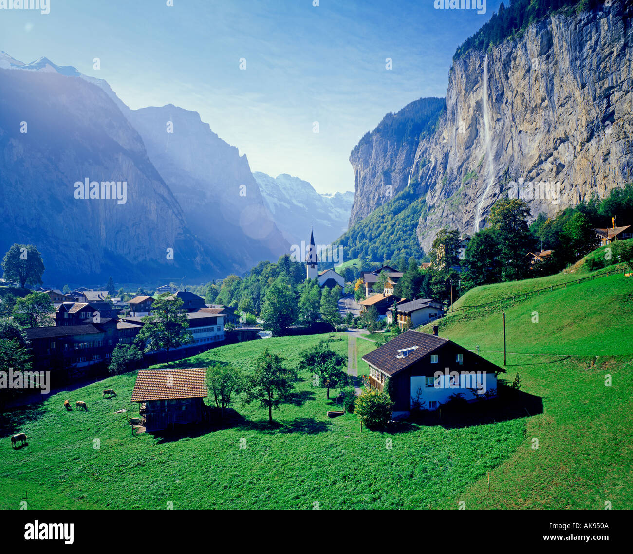 Alpine village of Lauterbrunnen Switzerland Stock Photo - Alamy
