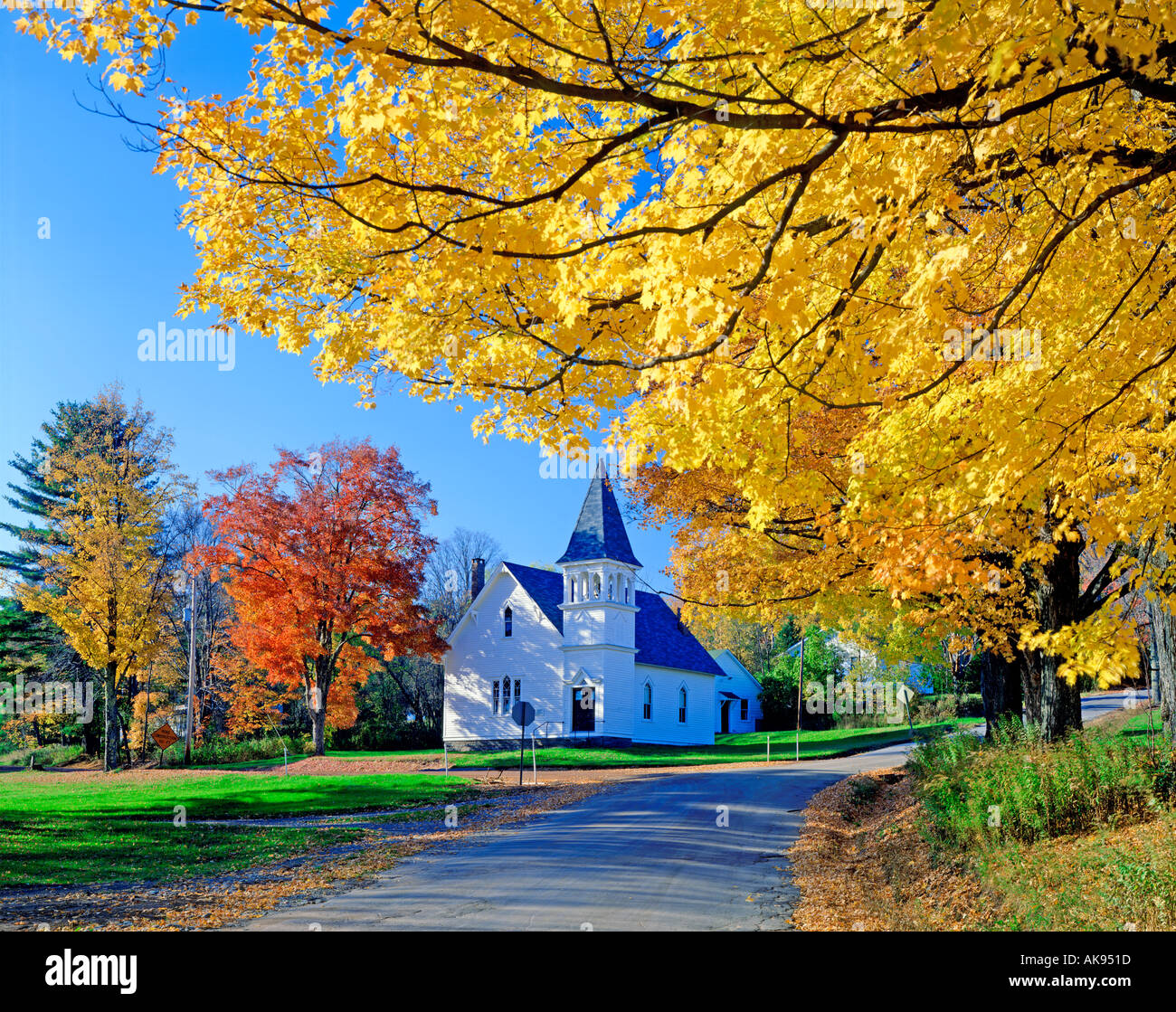 Church in Cochecton Center New York state during fall foliage season