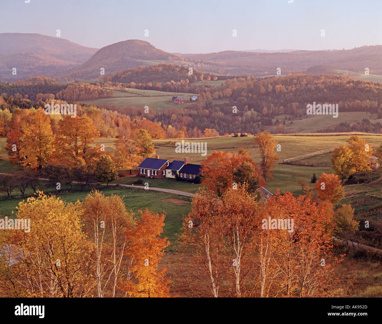 Green Mountains of Vermont USA during fall foliage season Stock Photo
