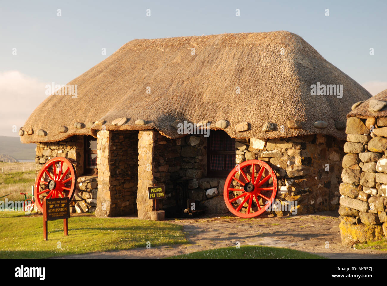Front of traditional scottish house in Museum of Rural Life Kilmuir Island of Skye Inner Hebrides Scotland Stock Photo