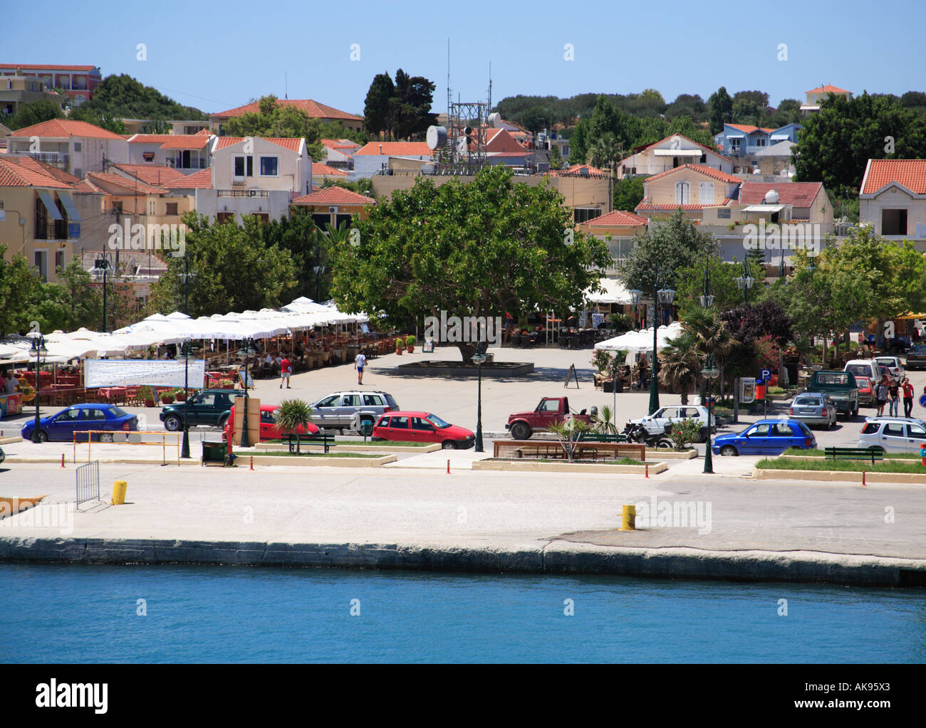 Kefalonia Greece Kephalonia  Lixouri town square  harbour port Stock Photo