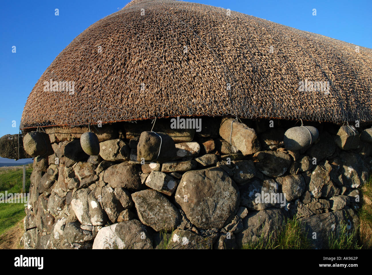 stroh roof traditional scottish house museum of rural life island of sky inmner hebrides scotland Stock Photo