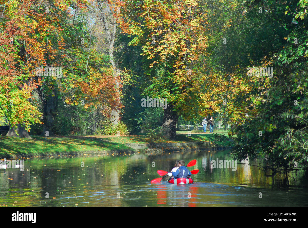 OXFORD, UK. Canoeing on the River Cherwell in Christ Church Meadow. Stock Photo