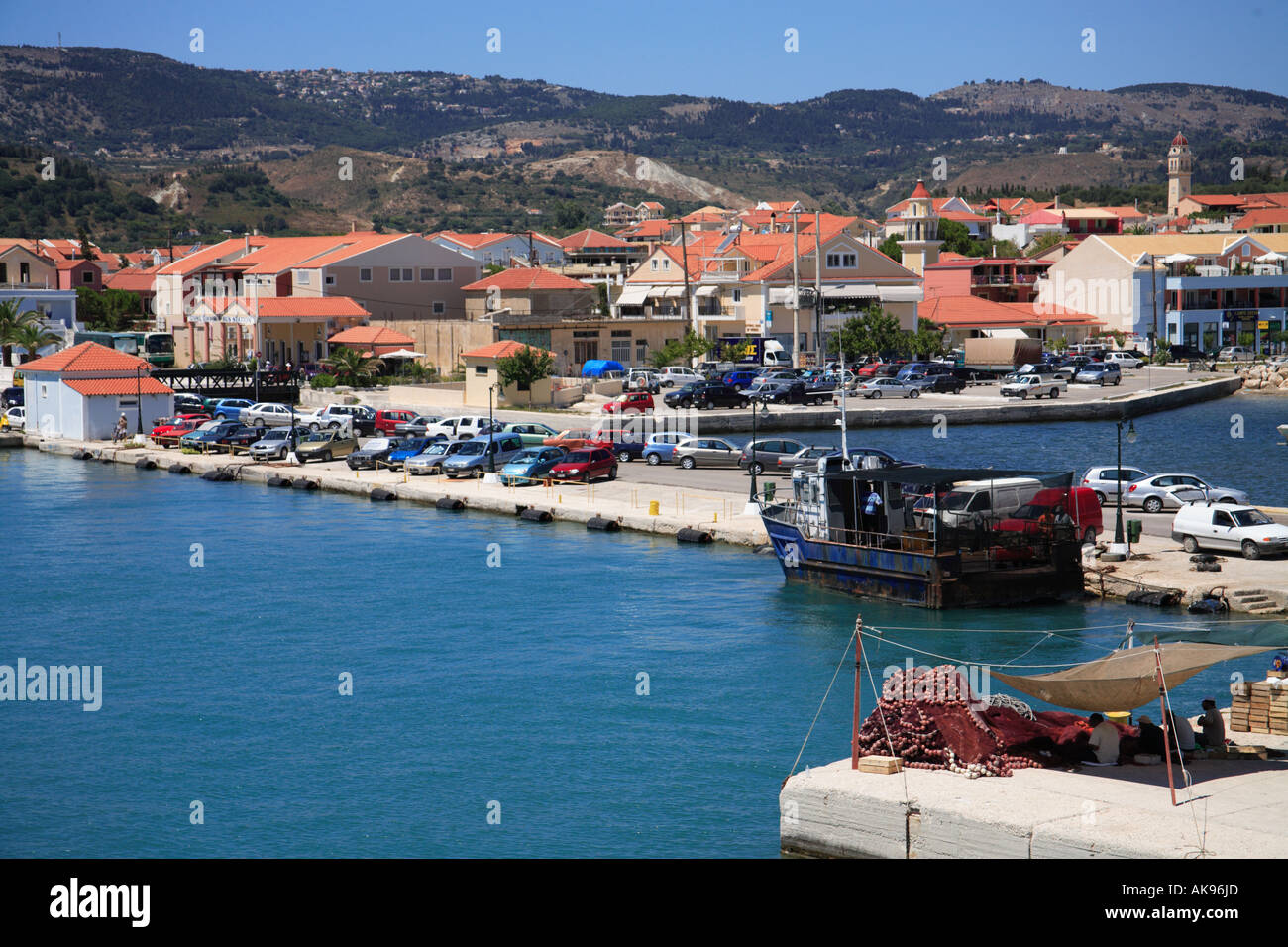 Kefalonia Greece Kephalonia Lixouri town harbour port Stock Photo