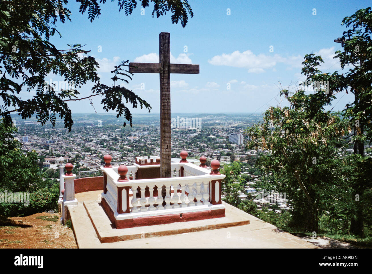 View from La Loma de la Cruz Hill of the Cross overlooking the city of HolguÌn Cuba Stock Photo