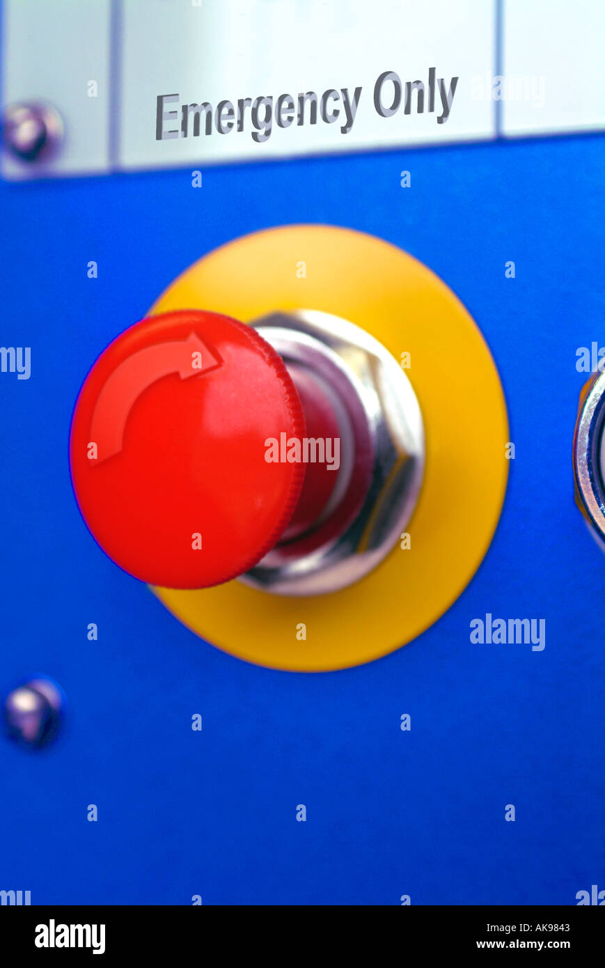 Close up of a red panic button Stock Photo