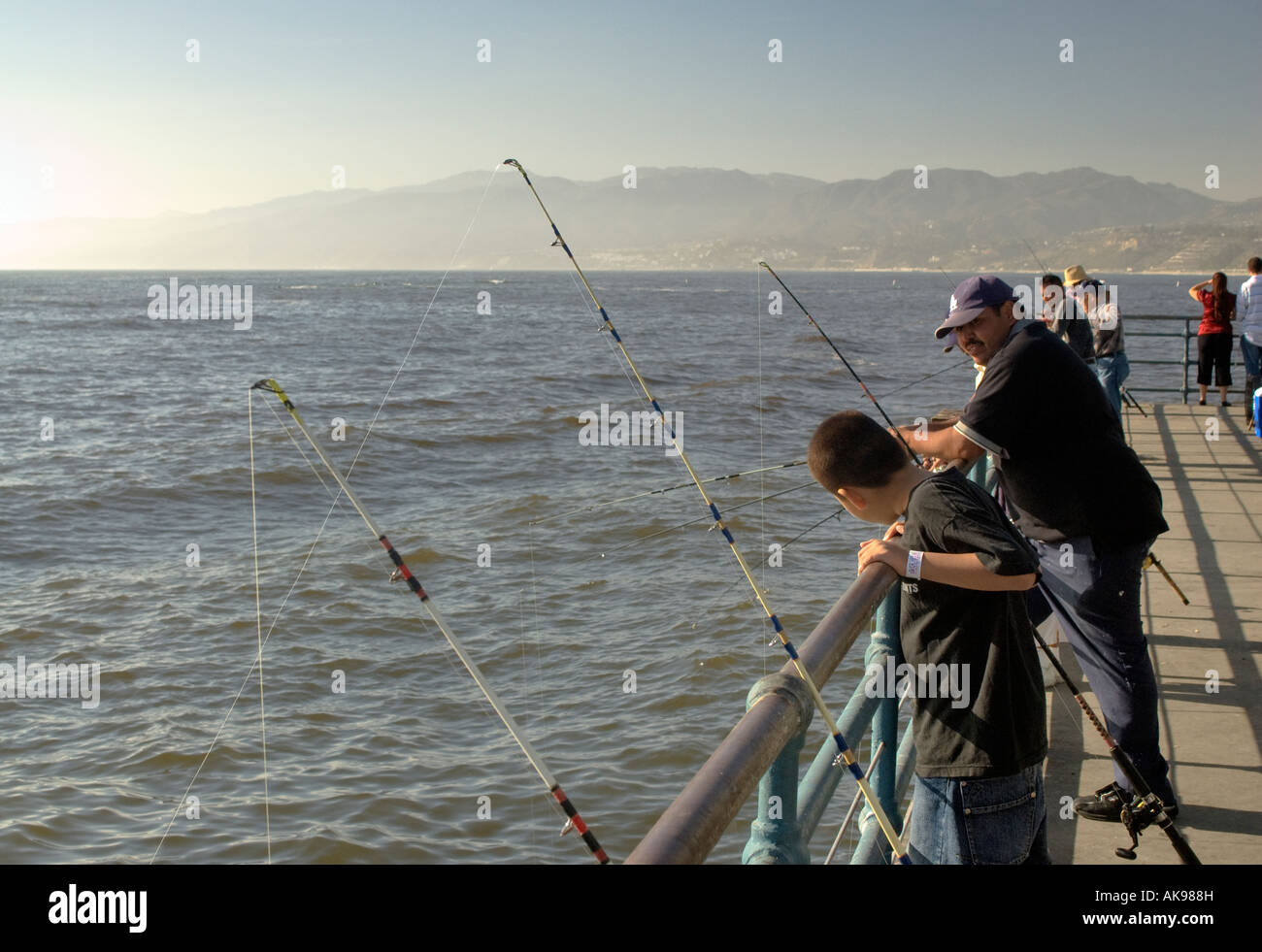 Fishing at Santa Monica Pier California Stock Photo - Alamy