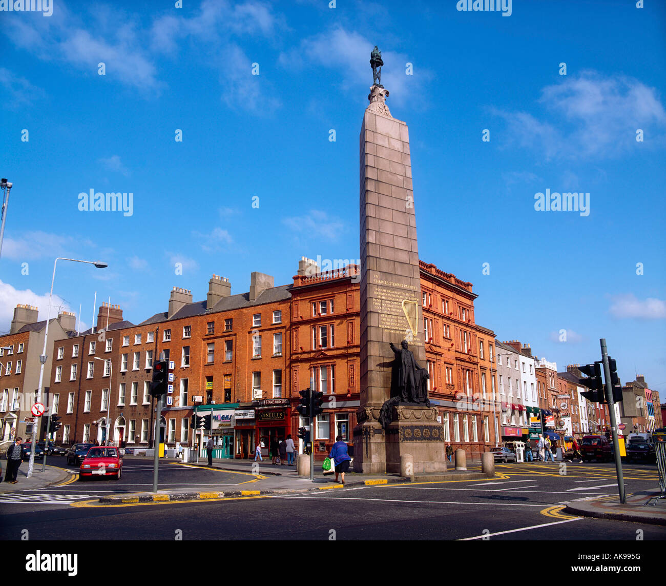 Dublin historic buildings, Parnell Monument, O'Connell Street, Ireland
