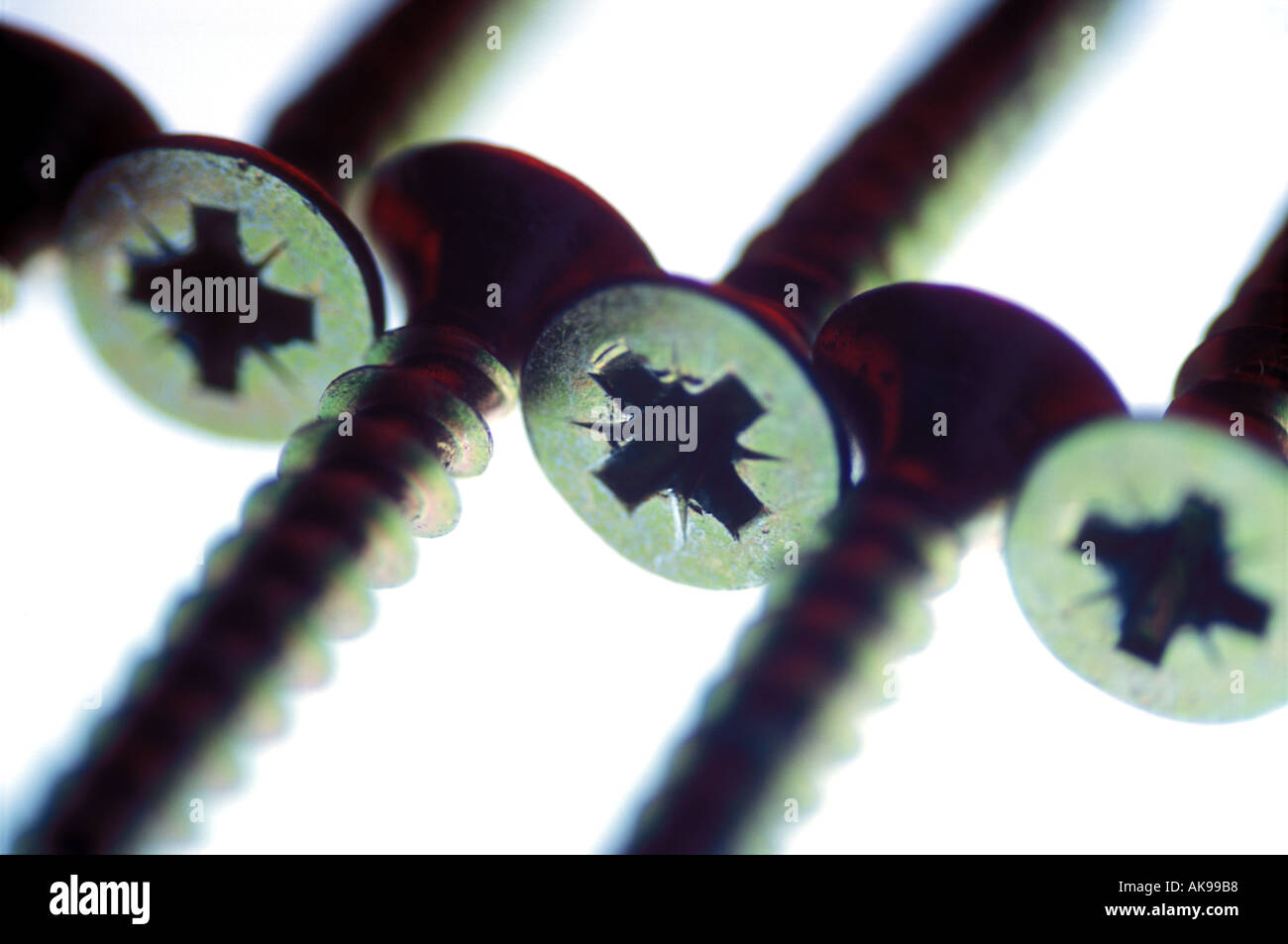 Wood screws in a diagonal pattern Stock Photo Alamy