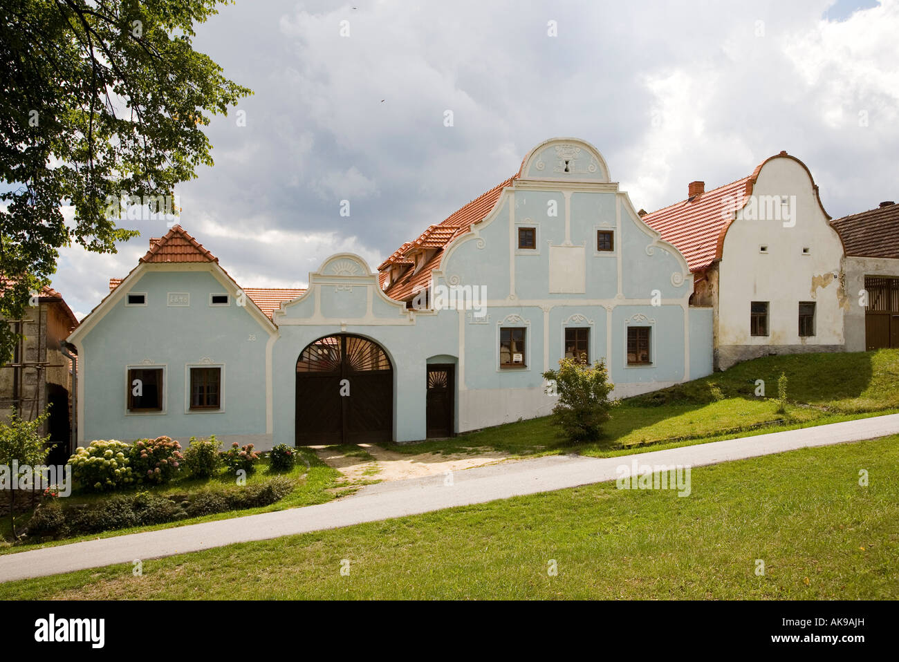 Traditional architecture built in 1840s in Bohemian village Dobcice