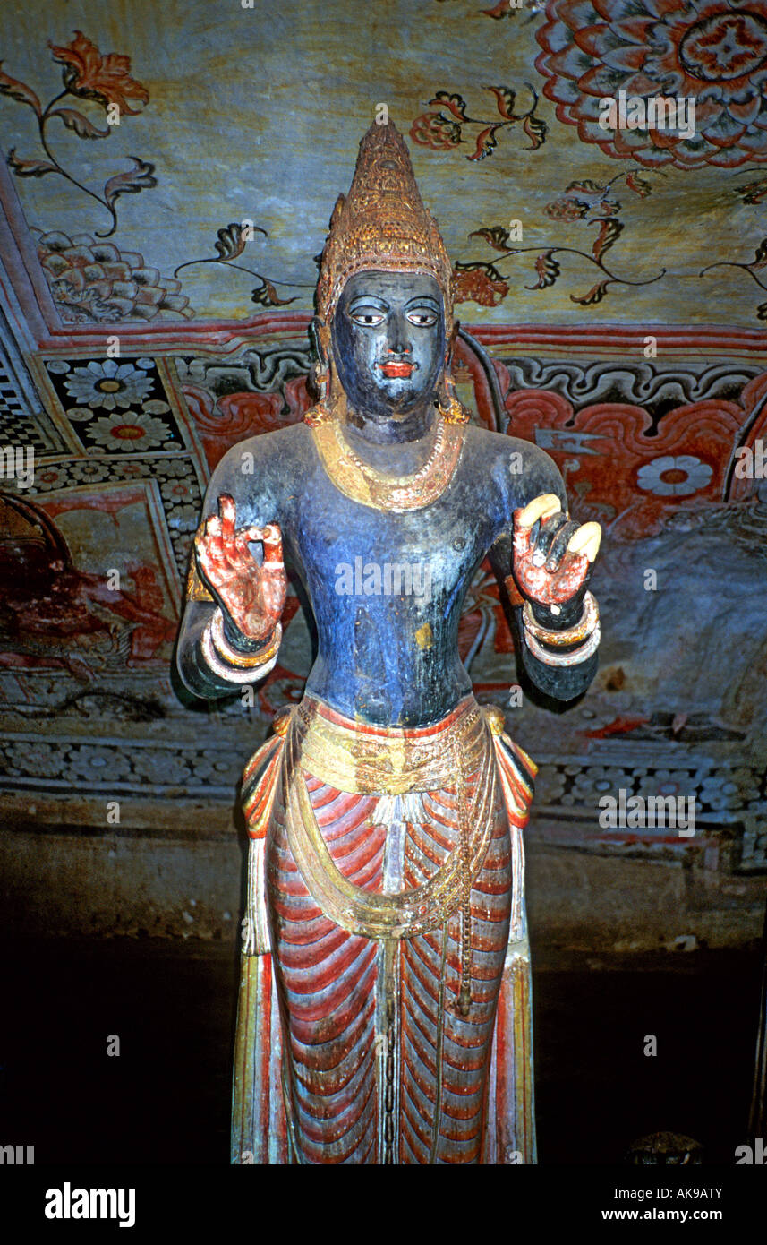 Statue inside the Dambulla cave temples Sri Lanka Stock Photo