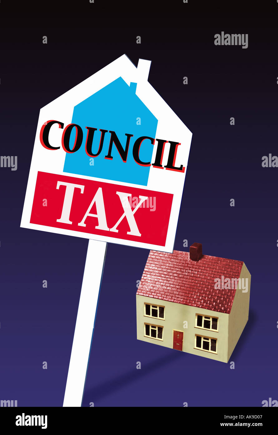 house and sign with council tax Stock Photo Alamy