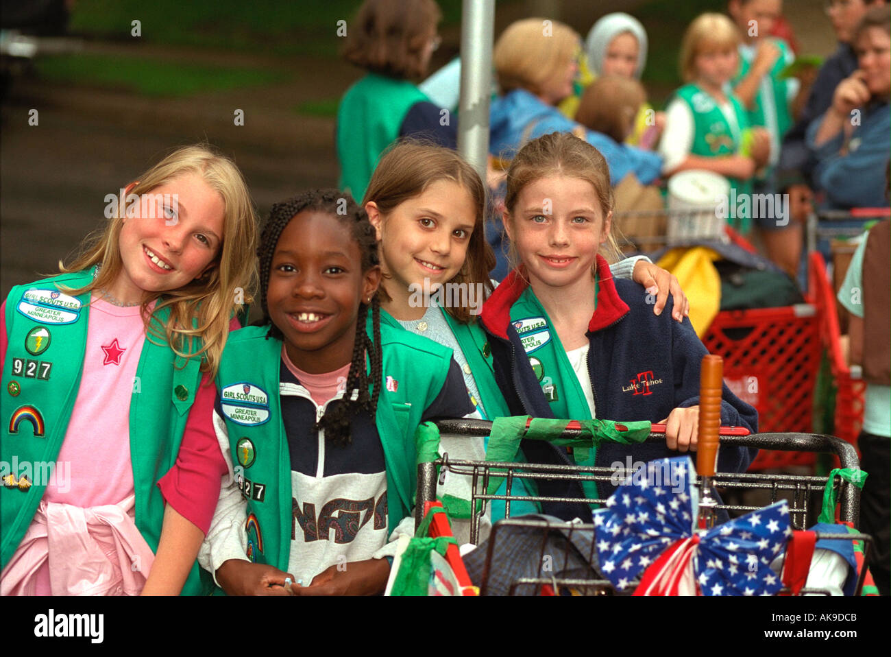 Girl Scouts age 11 at Parktacular Parade. St Louis Park Minnesota USA Stock Photo